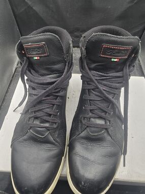 Men's Black High-Top Leather Sneakers with Cream Sole